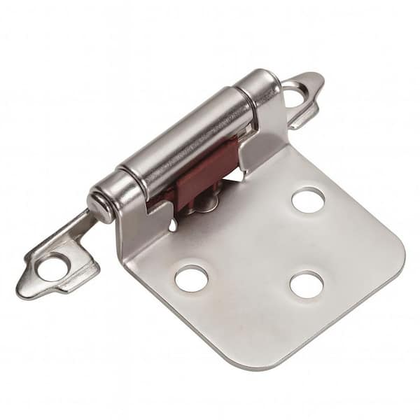 1-1/2 in. Partial Overlay Self-Closing Exposed No Radius Cabinet Hinge in Satin Nickel - (Set of 50)