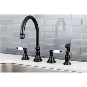 Governor 2-Handle Standard Kitchen Faucet with Side Sprayer in Oil Rubbed Bronze