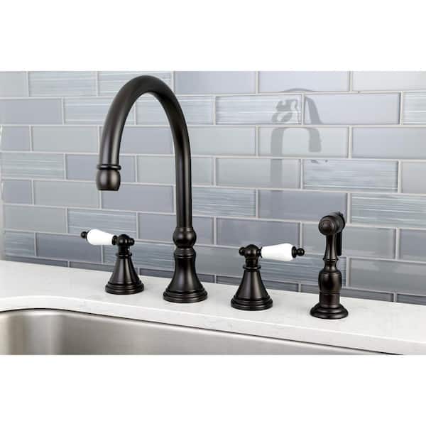 Governor 2-Handle Standard Kitchen Faucet with Side Sprayer in Oil Rubbed Bronze