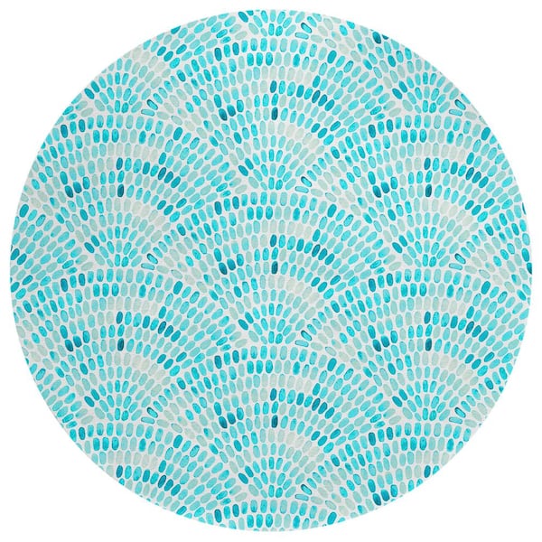 Addison Rugs Surfside 8 ft. x 8 ft. Blue Geometric Indoor/Outdoor Area Rug