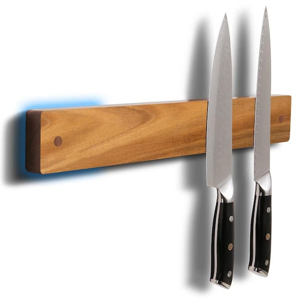 Numhew 6-Knife 16.5 in. Acacia Wood Magnetic Knife Bar, Knife Magnetic Strip, Magnetic Knife Holder
