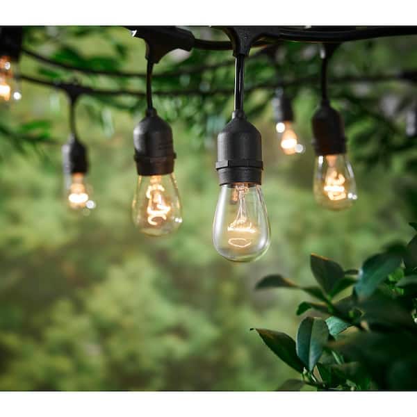12-Light 24 ft. Black Indoor/Outdoor Commercial Incandescent Edison String Light (3-Pack)