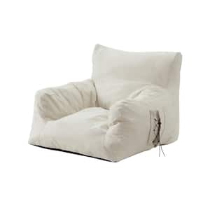Comfy Beige Nylon Small (Under 30 in.) Bean Bag Arm Chair