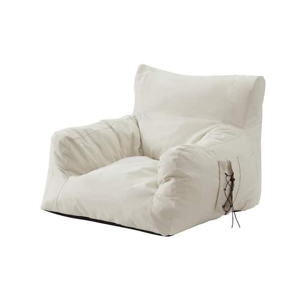 Comfy Beige Nylon Bean Bag Chair/Lounge Chair/Memory Foam Chair/Floor Arm Chair 