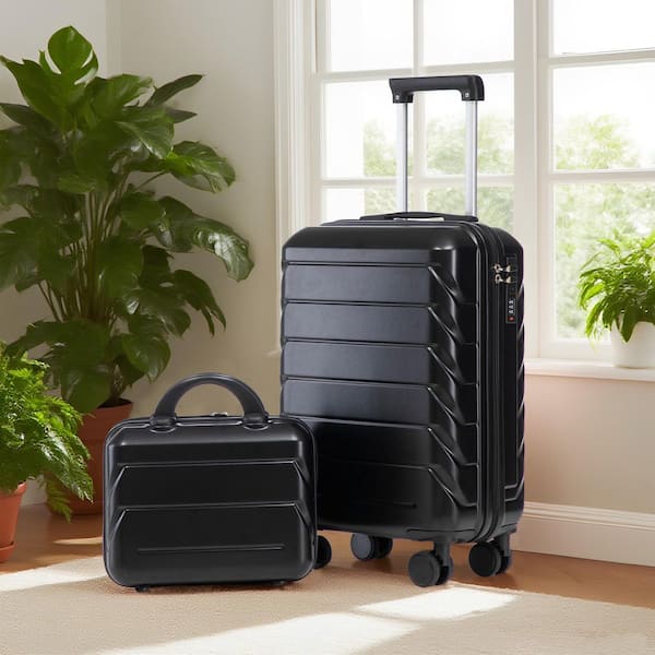 Boyel Living 2-Piece Black ABS Hardside Spinner Luggage Set with