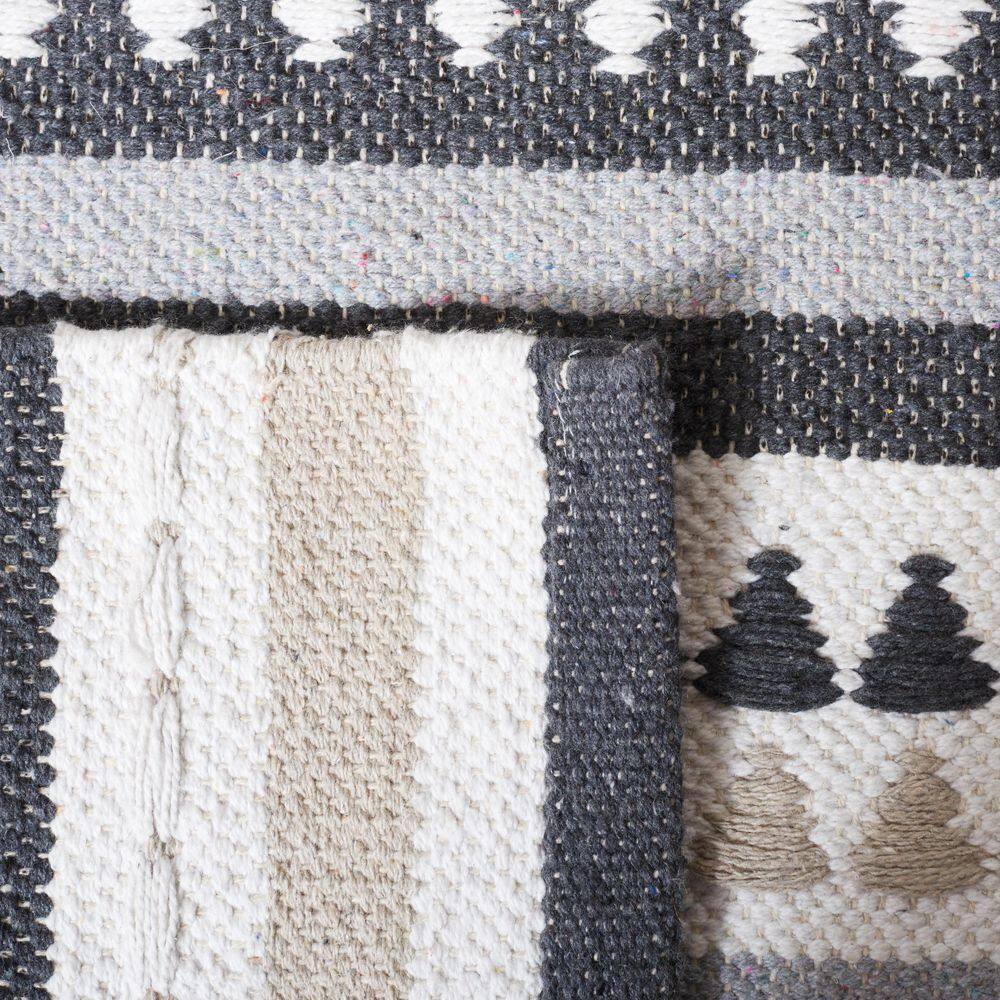 Coastal Gray Geometric Handwoven Cotton Area Rug 8' x 10'