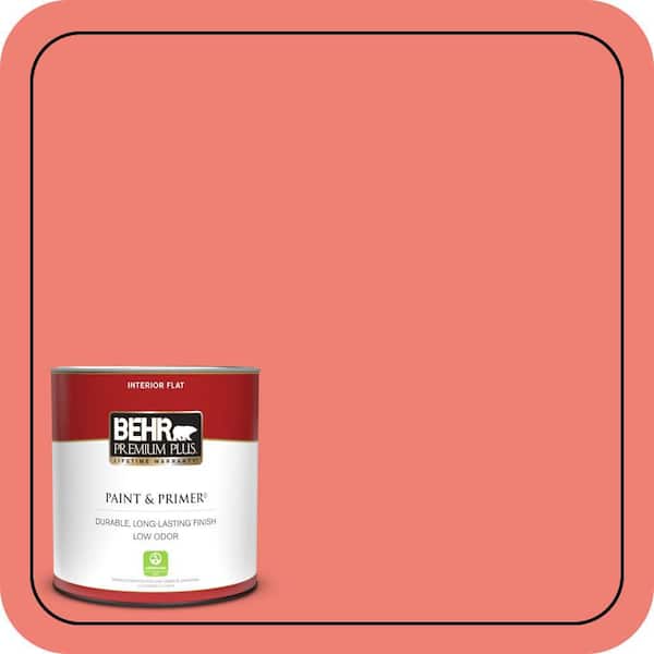 BEHR PREMIUM PLUS 1 qt. #170B-5 Youthful Coral Flat Low Odor Interior Paint & Primer