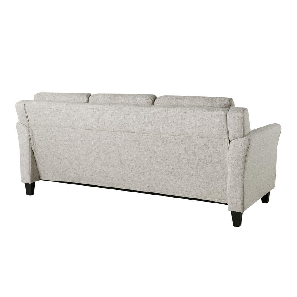Beige Tufted Microfiber Lawson Sofa with Flared and Rolled Arms