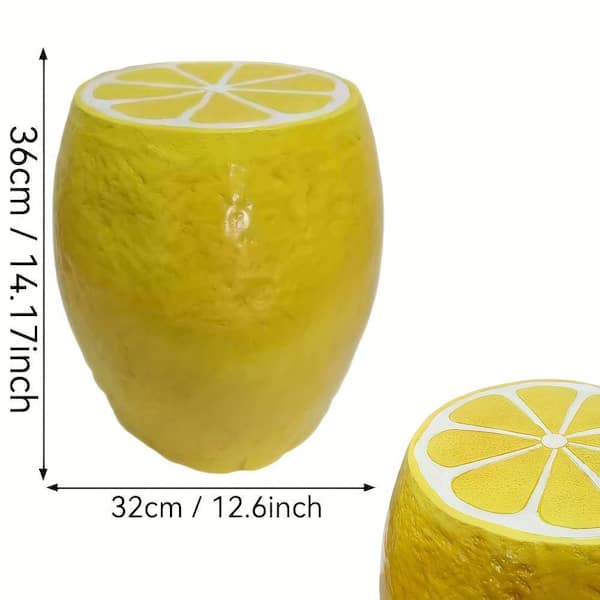 14 in Oversized Resin Yellow Lemon Side Table, Garden Outdoor