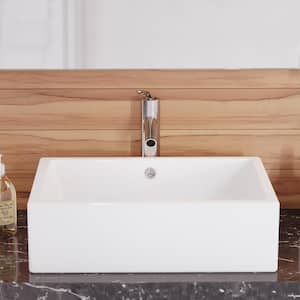 Voltaire 17 in. Square Vessel Sink in Glossy White