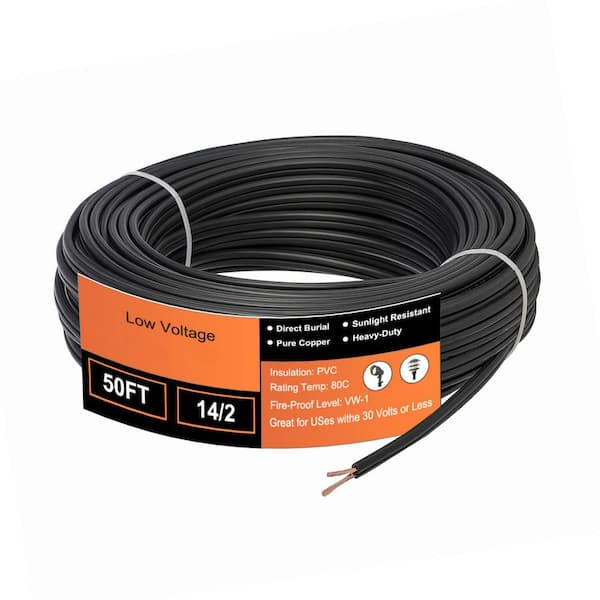 14 / 2 Landscape Lighting Wire, 14-Gauge 2-Conductor 50 ft. Outdoor Direct Burial Electrical Wire, Stranded Copper