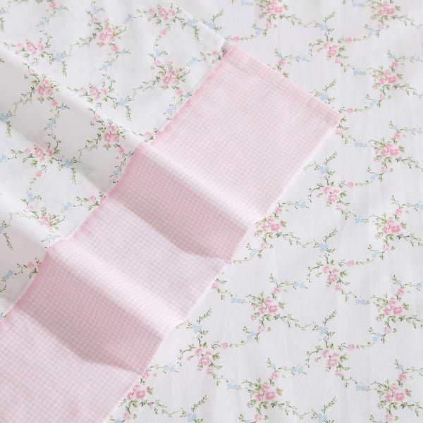 Laura Ashley Ellyn 3-Piece Pink Microfiber Full Quilt Set