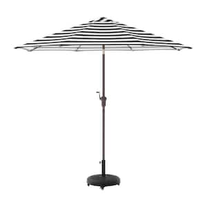 9 ft. Aluminum Market Crank and Tilt Patio Umbrella in Black and White Cabana