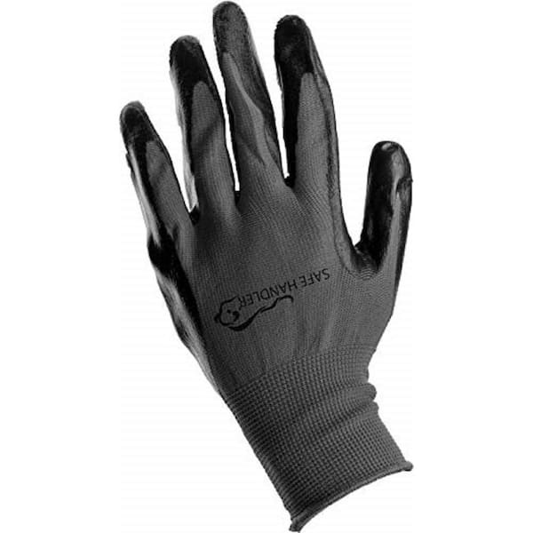 Safe Handler Nitrile Black/Grey OSFM Grip Work Gloves (Pack of 12-Pairs)