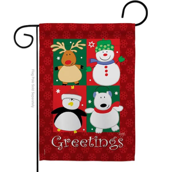 Breeze Decor 13 in. x 18.5 in. Pal's Greetings Christmas Garden Flag Double-Sided Winter Decorative Vertical Flags