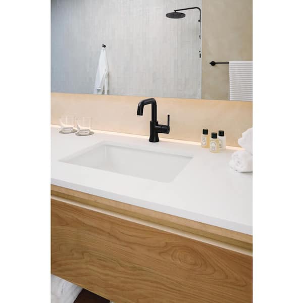 Delta Trinsic Single Handle Single Hole Bathroom Faucet with Drain