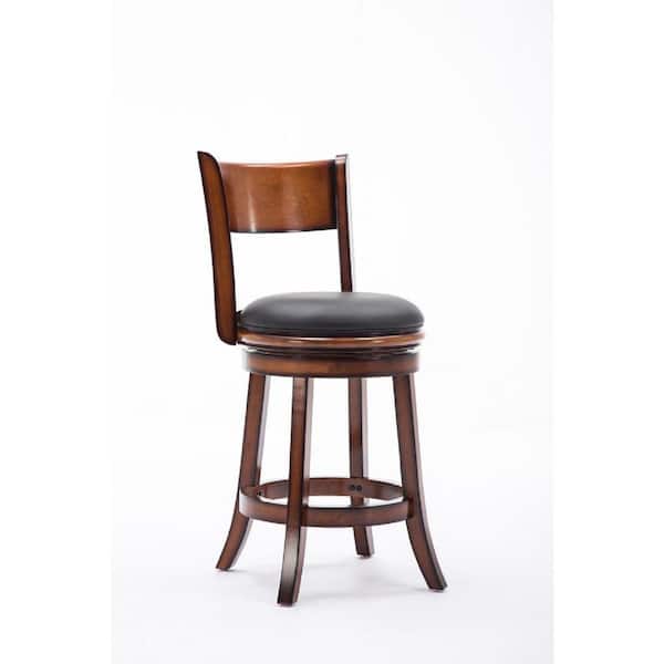 Boraam Palmetto 24 in. Chestnut Swivel Cushioned Bar Stool
