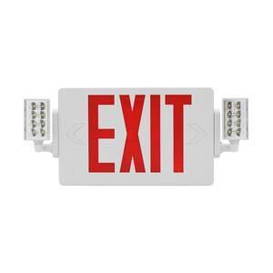 ECL2 Series Slim LED Emergency Exit Sign Combo, Red Lettering