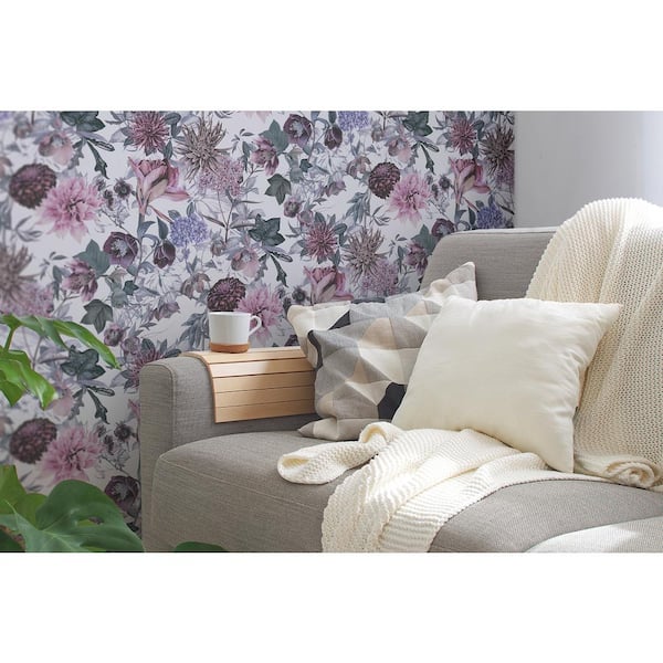 Althea Flower Garden Purple Non Pasted Non Woven Wallpaper