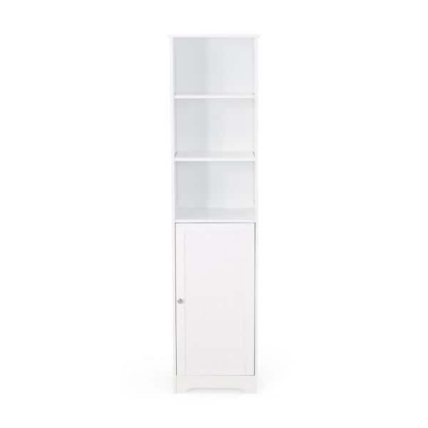 EPOWP 15.75 in. W x 15 in. D x 63 in. H White MDF Freestanding Linen Cabinet with 5 Shelves in White