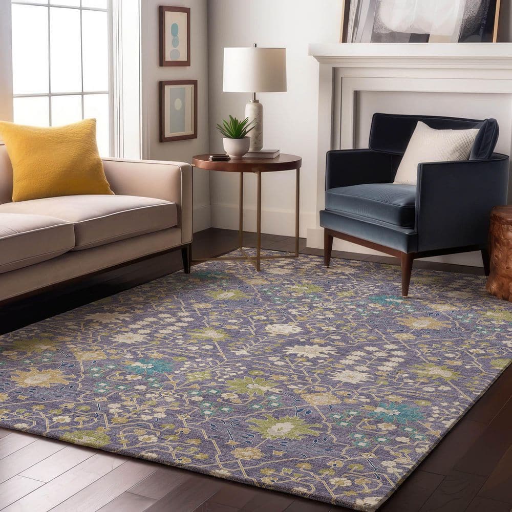 Mayfield Premium Machine Washable Abstract AMF1009 Lavender 3 ft. x 4 ft. Area Rug price history on PriceWatchPro