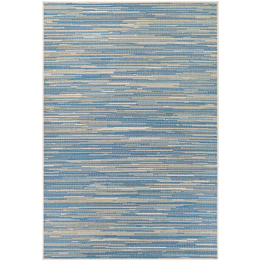 Monaco Sand and Azure Stripe 5' x 7' Indoor/Outdoor Rug