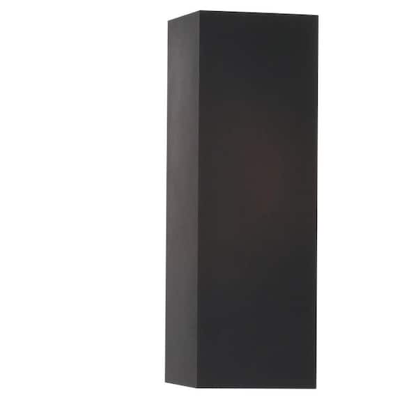 Progress Lighting Square 6" Two-Light Black Modern Wall Lantern for Outdoor Spaces with Up-Down Light Output