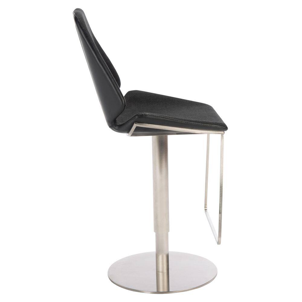 Sleek Saddle-Style 24" Black Leather & Metal Barstool