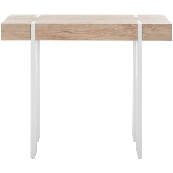 SAFAVIEH Aberton 39.4 in. Natural/White Rectangle Wood Console Table