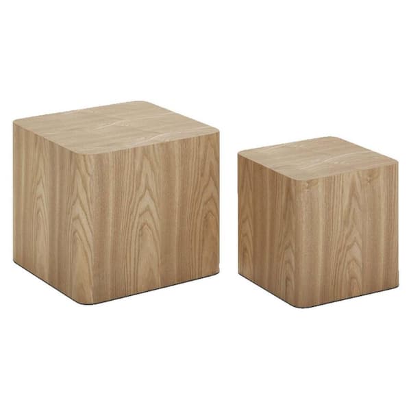 Unbranded Natural Square Wood Coffee Tables, Nesting Table/Side Table (Set of 2)