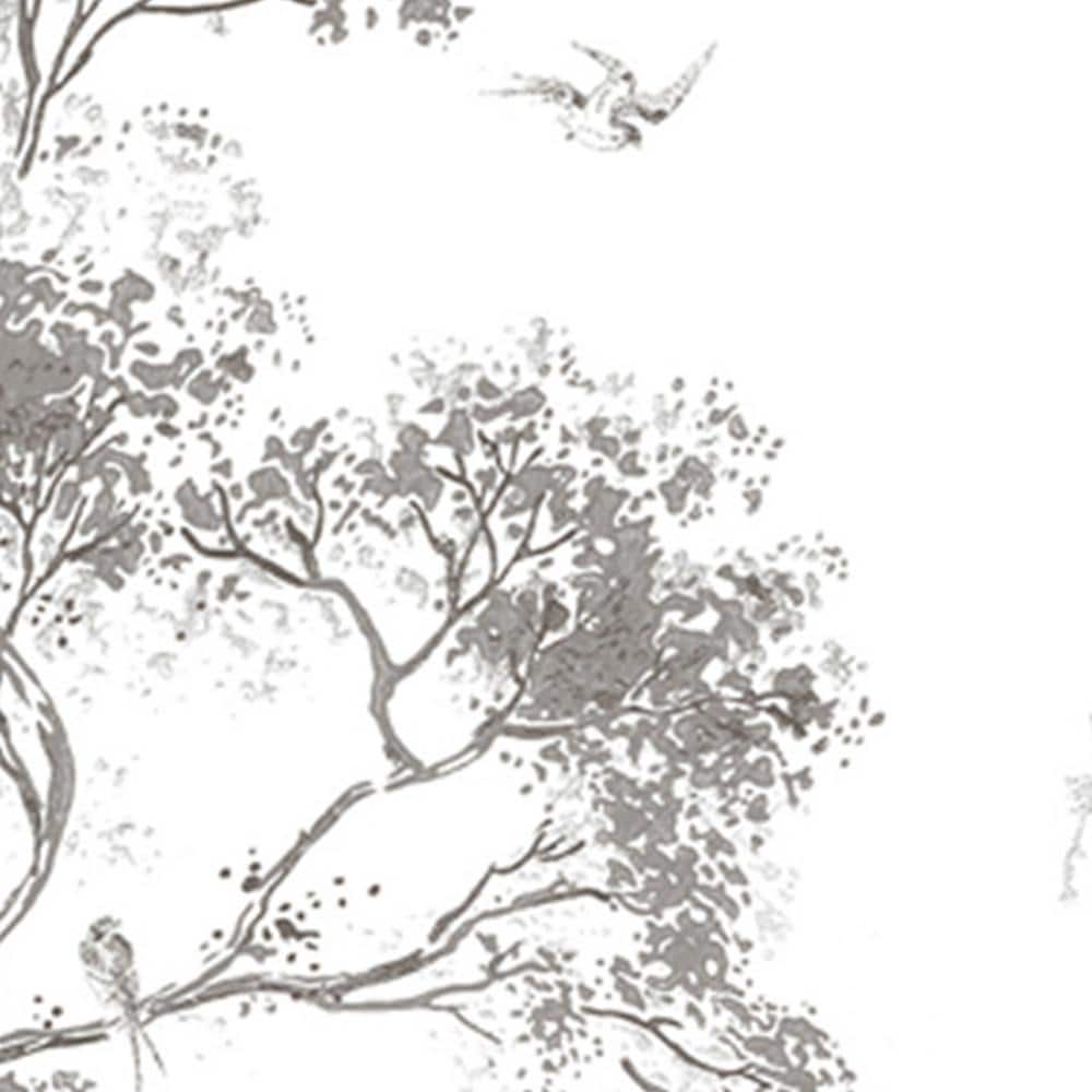 Large Grey Botanical Forest Removable Wall Mural