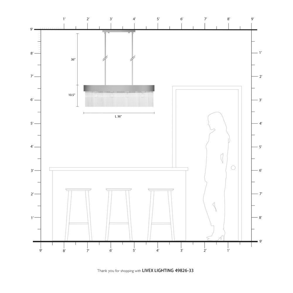 Soft Gold Crystal Rods 4-Light Linear Chandelier