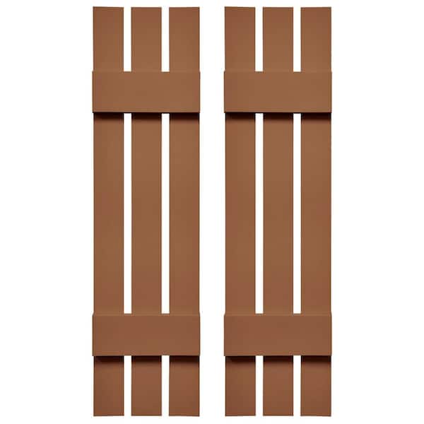 Ekena Millwork Builders Edge 12 in. W x 51 in. H Vinyl Board and Batten Shutters Pair in Treated Cedar