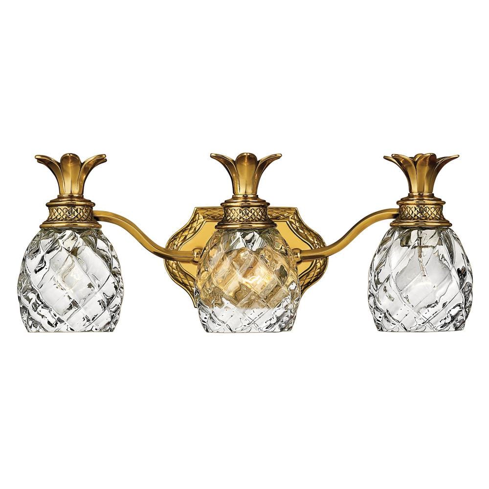 Burnished Brass 3-Light Vanity Fixture with Clear Optic Glass