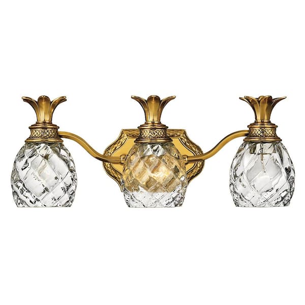 Plantation 21 in. 3 Light Burnished Brass Vanity Light