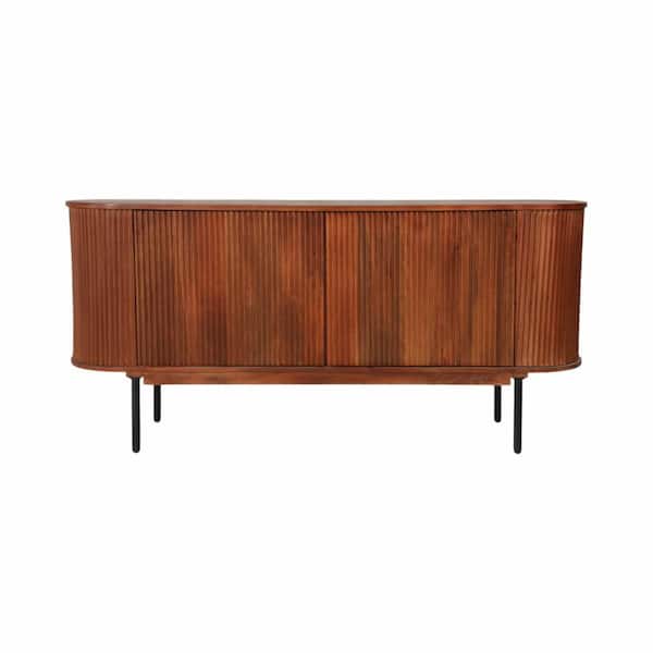 Brown Wood 63 in. Rounded Ridges Sideboard