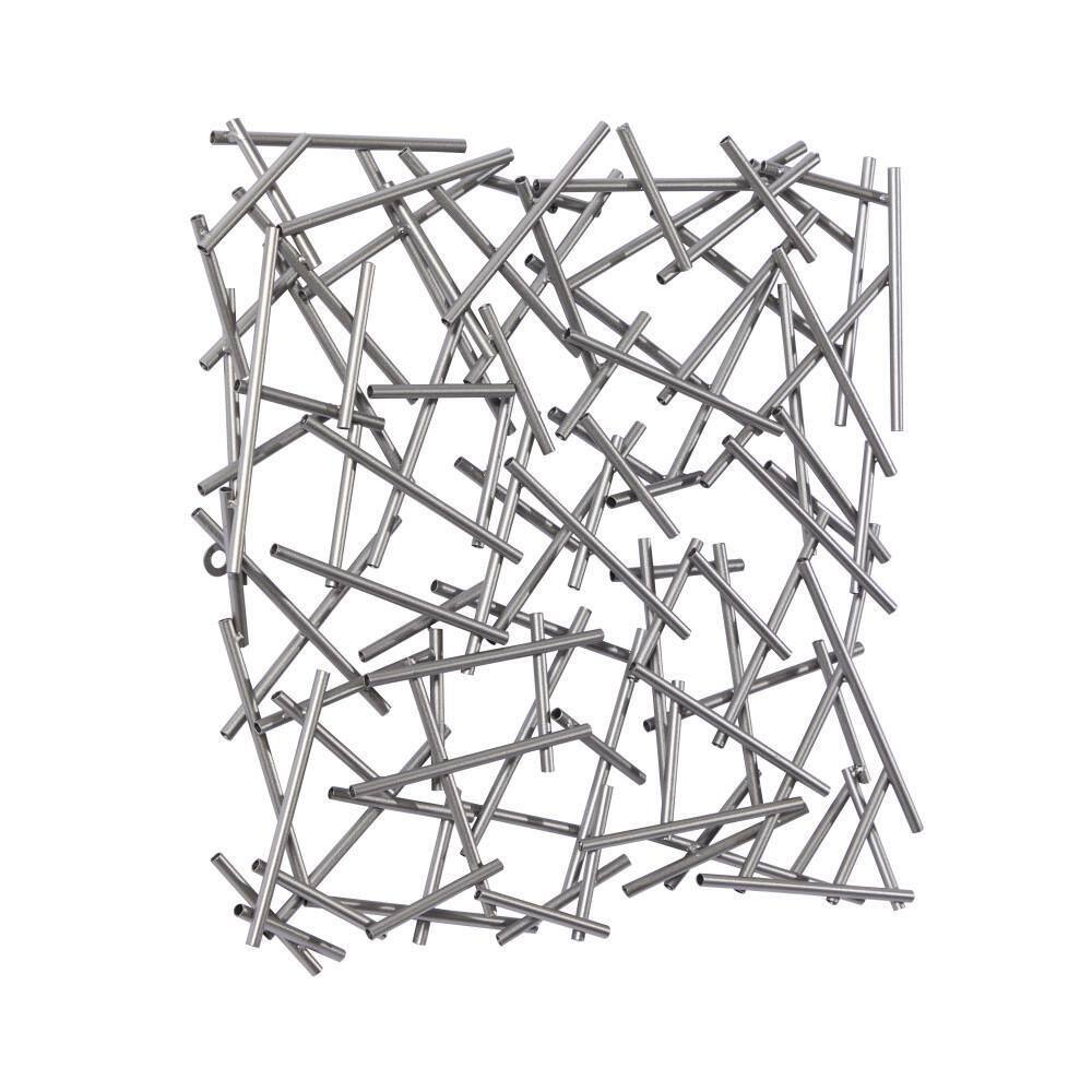 Silver Metal Abstract Geometric Wall Sculpture, 20" x 20"