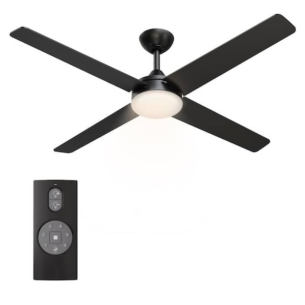 Novara 52 in. Indoor Matte Black Ceiling Fan with Dimmable Integrated LED Light and Remote Control Included