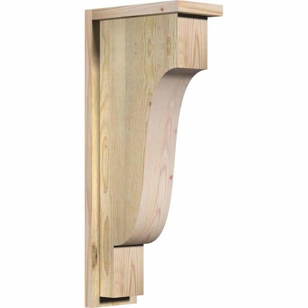 Ekena Millwork 6 in. x 12 in. x 28 in. Douglas Fir Newport Rough Sawn Corbel with Backplate