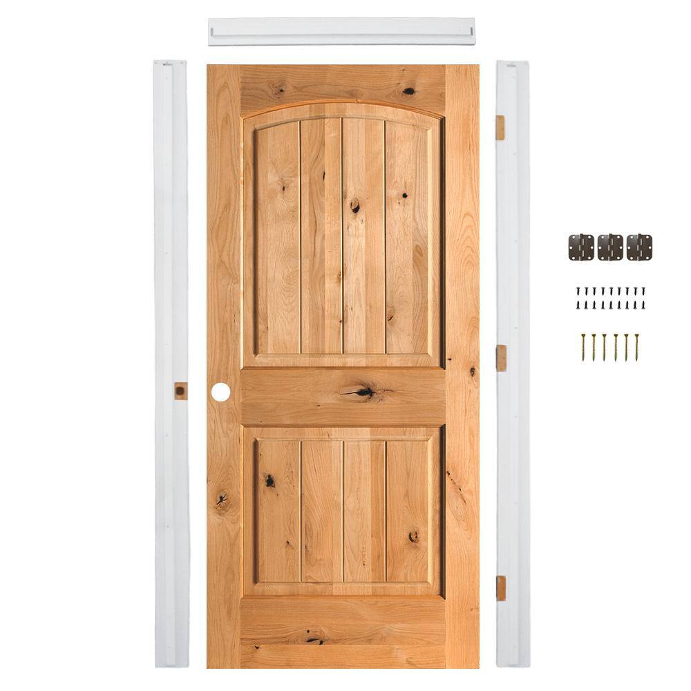 Krosswood Doors RTA 36 in. x 80 in. Knotty Alder 2-Panel Right-Hand Top ...