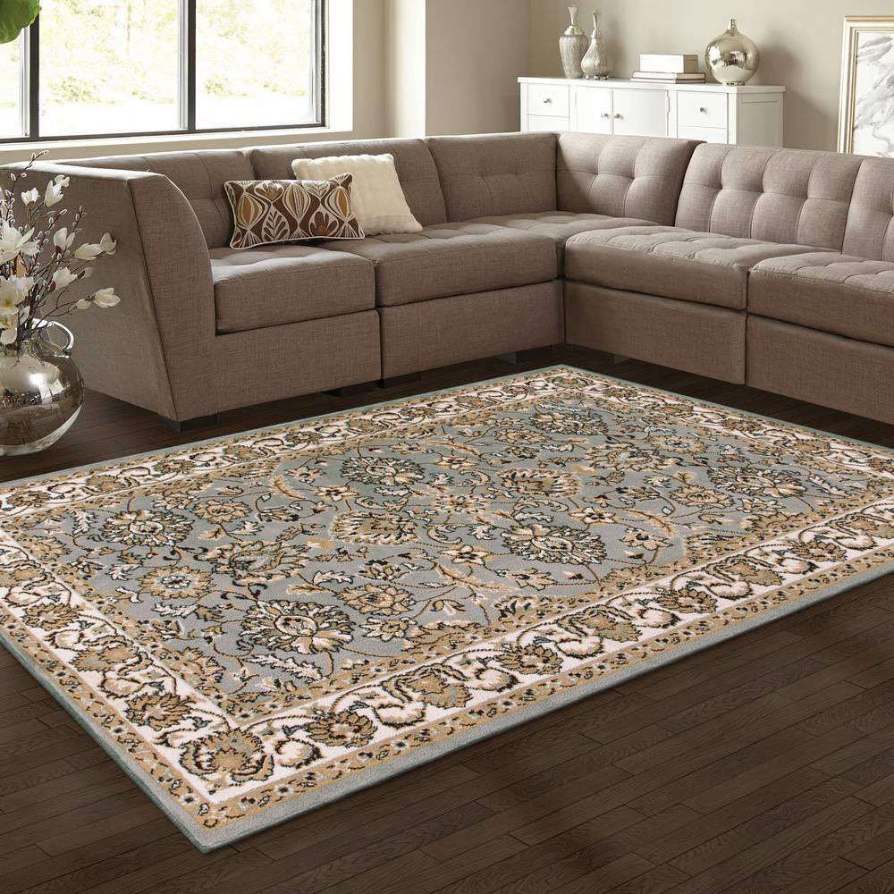Elegant Lille Floral Scroll 4' x 6' Gray Synthetic Area Rug