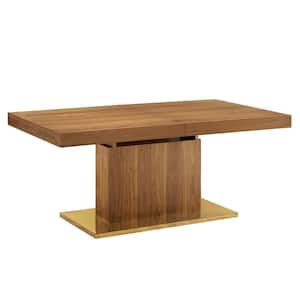 Vector 71 in. Rectangle Expandable Dining Table in Walnut Wood Top with Gold Base (Seats 4)