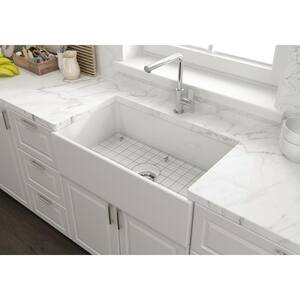 Sinkology Josephine Apron Front Farmhouse 34 In 3 Hole Single Bowl Kitchen Sink In Crisp White Sk450 34fc The Home Depot