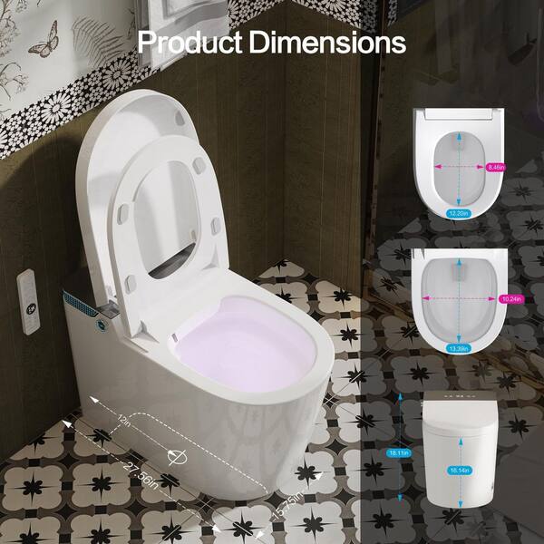 Yulika DJ-963-E Elongated Luxury Smart Toilet with Bidet Seat, Auto Functions