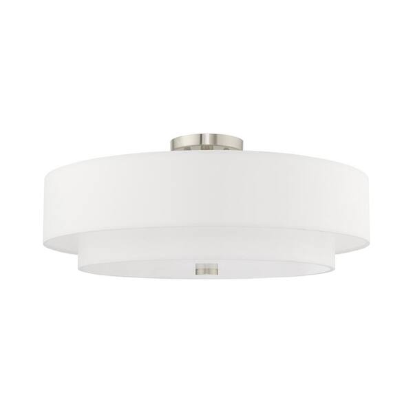 Livex Lighting 5265-91 Sussex 5-Light Convertible Hanging Lantern Chandelier/Ceiling Mount Brushed Nickel 