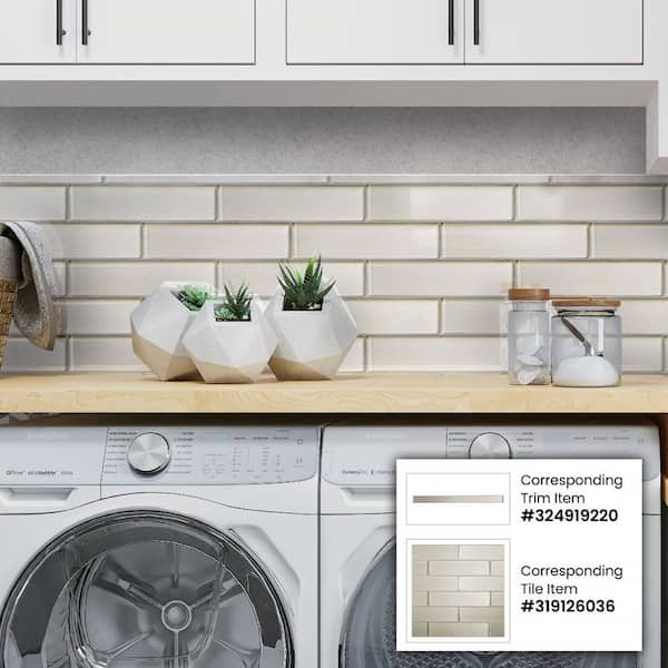Apollo Tile (Sample) Cosmos Light Gray 4-in x 4-in Glossy Glass Brick Mosaic Wall Tile