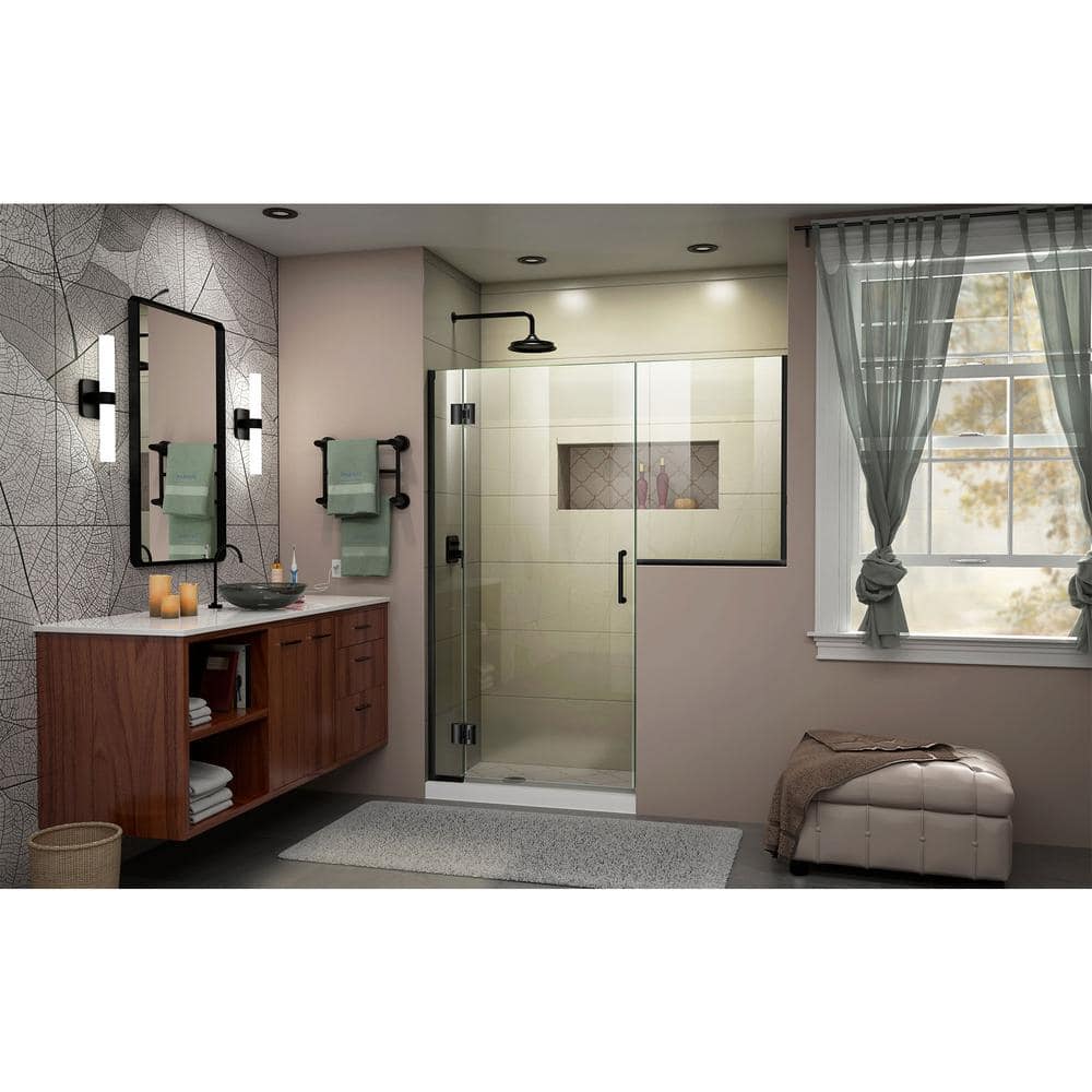 Unidoor-X 60" Matte Black Frameless Hinged Shower Door