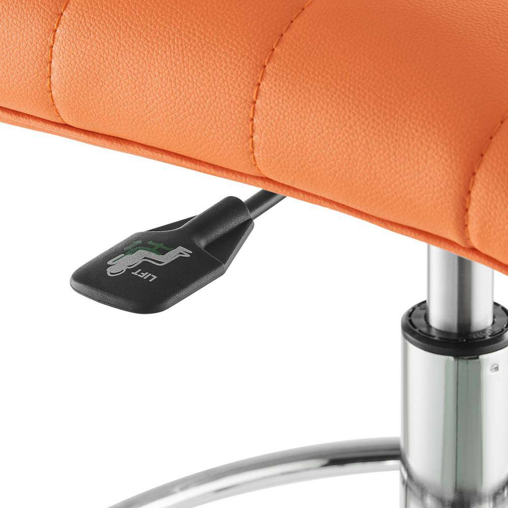 Silver and Orange Vegan Leather Armless Swivel Drafting Chair