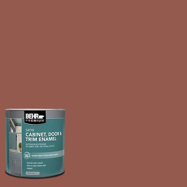 BEHR PREMIUM 1 qt. #AE-12 Oxide Red Satin Enamel Interior/Exterior Cabinet, Door & Trim Paint