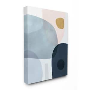 16 in. x 20 in. "Mod Shapes Slate Blue Navy and Peach Overlapping Abstract" by Victoria Borges Canvas Wall Art